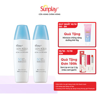 [VB]Combo 2 Sữa chống nắng Skin Aqua cho da mụn dùng hàngngày Sunplay Skin Aqua Acne Clear Eco Việt NamSPF 50,PA++++25g