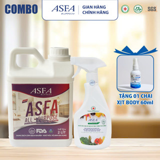   Combo  Vệ Sinh Diệt Khuẩn Khử Mùi ASFA All-Purpose Can 2L và Nước Rửa Rau Củ Quả ASFA Fruits & Vegetable 500ml 