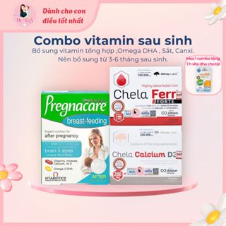 Combo sau sinh Pregnacare Breast-Feeding + Sắt Chela + Canxi Chela dành cho sau sinh - Mẹ Rofi