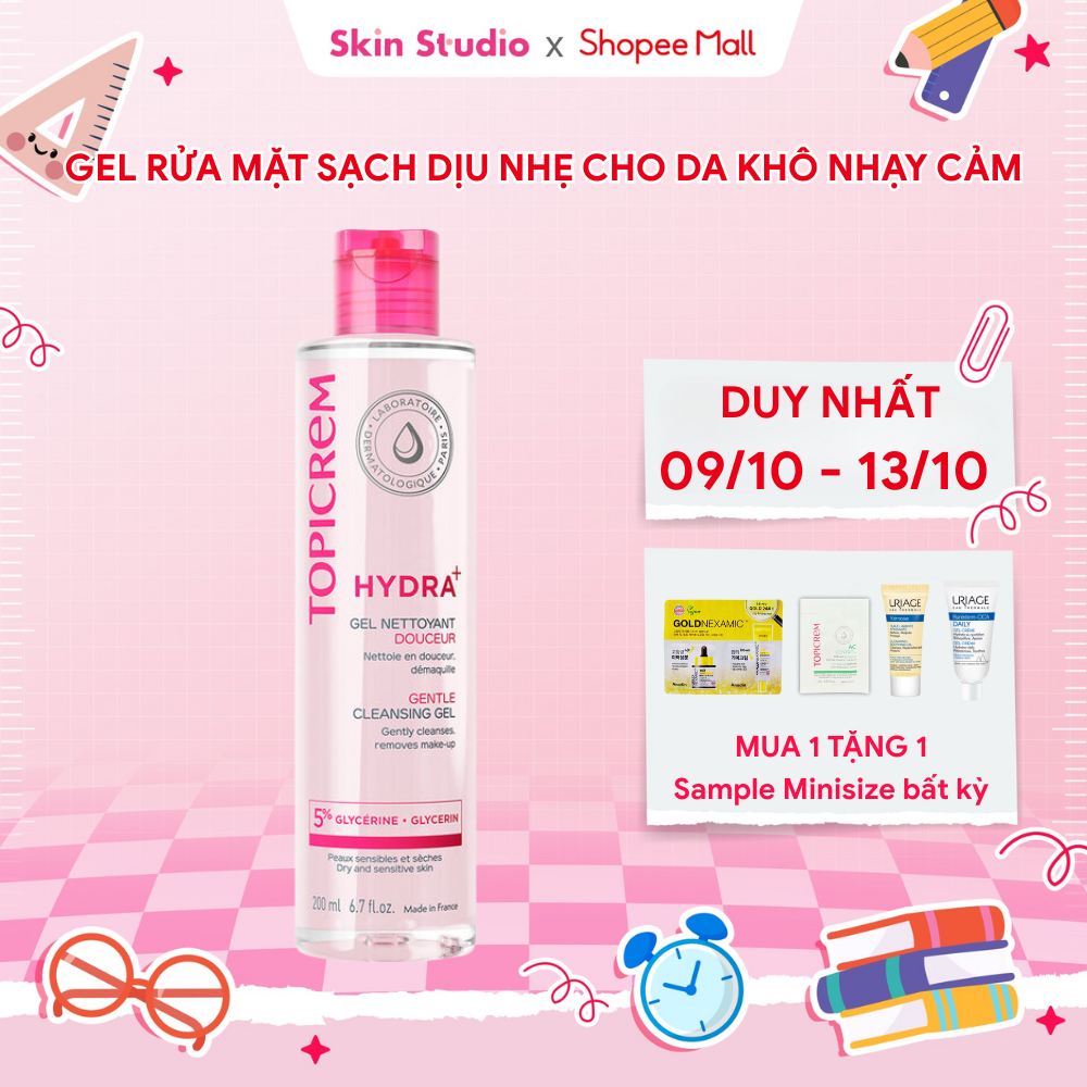 Gel rửa mặt dành cho da khô nhạy cảm TOPICREM GENTLE CLEANSING GEL 200ml - Skin Studio