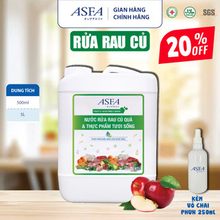  Nước Rửa Rau Củ & Thực Phẩm Tươi Sống Khử Khuẩn Khử Mùi ASFA Fruit & Vegetable 5 lít An Toàn 100% 