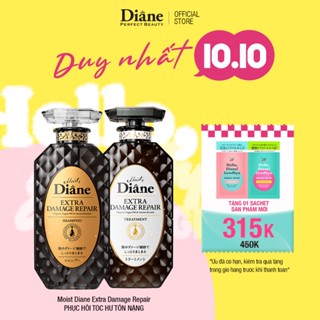 Combo dầu gội xả phục hồi tóc khô xơ chẻ ngọn gãy rụng hư tổn nặng Moist Diane Extra Damage Repair