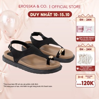 Erosska - Sandal xỏ ngón đi biển kiểu dáng đơn giản năng động màu đen cao 2cm - SE013