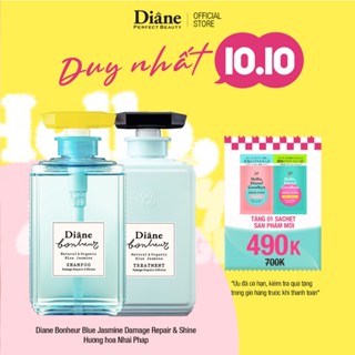 COMBO Dầu gội - Dầu xả phục hồi hư tổn dưỡng tóc Diane Bonheur Blue Jasmine 500ml*2
