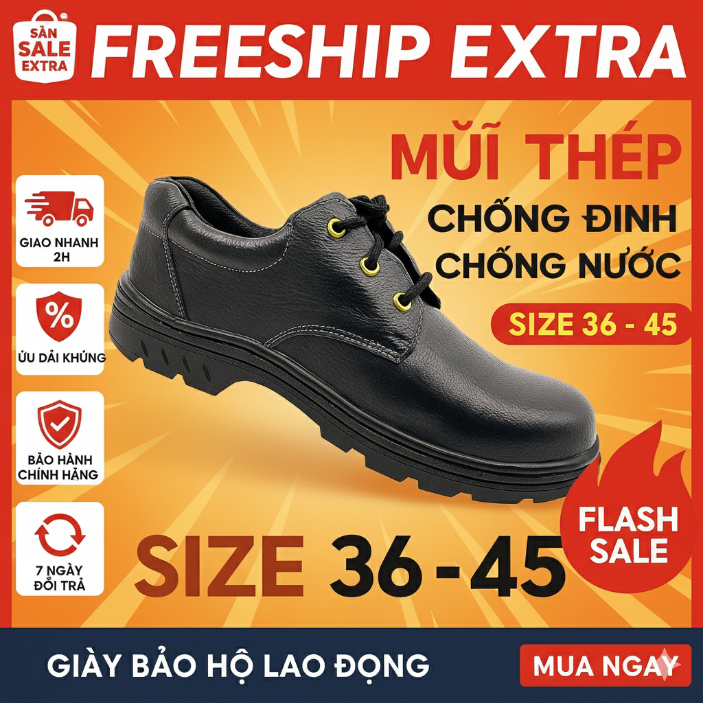 🔥 GIẢM SỐC 15.3 🔥 Giày Bảo Hộ Lao Động Nam Nữ XP08-03 👟 Siêu Bền – Mũi Thép Chống Đinh, Chống Nước Mall