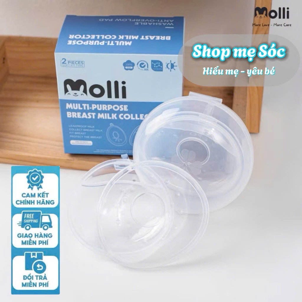 CHÍNH HÃNG MOLLI - Phễu/ Cốc Hứng Sữa Silicon Molli ( 2c/hộp)