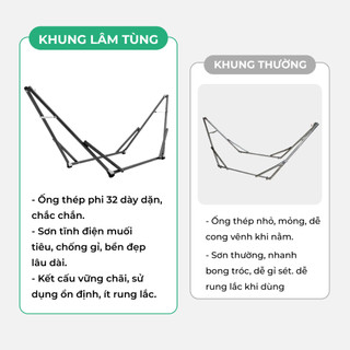 Khung giá võng thép sơn tĩnh điện Lâm Tùng phi 32 bền bỉ chưa bao gồm lưới võng