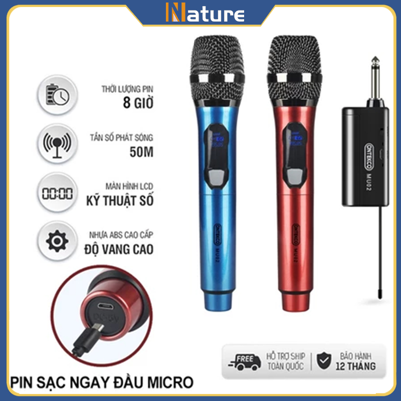 [🚛Free shipping] Micro karaoke không dây cho Loa Kéo, Âm Ly MU02 Hát Vang. Chống Hú Rít. cho các loạ
