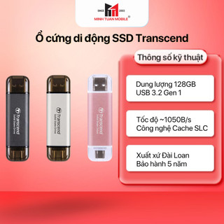 Ổ Cứng Di Động SSD Transcend 128GB USB 10Gbps Type-C & USB A ESD310C