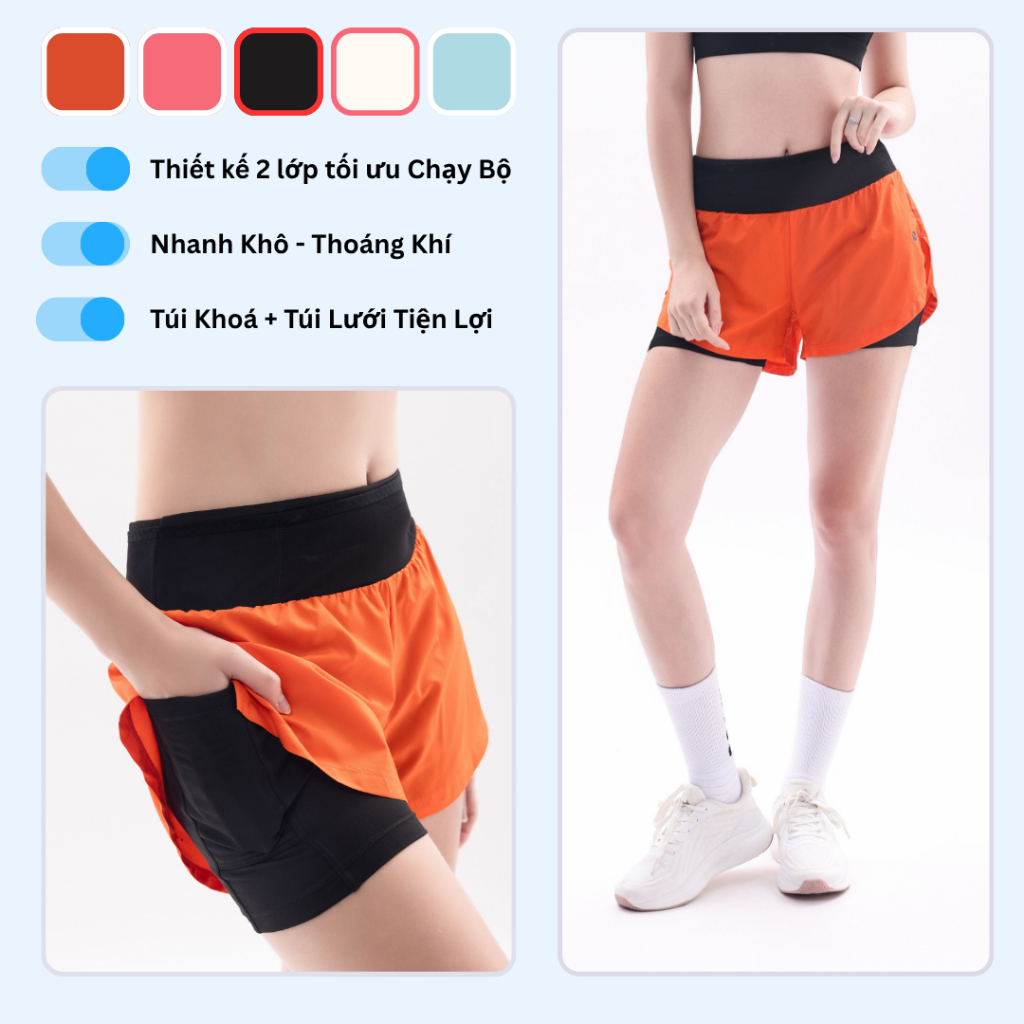 Quần Thể Thao Chạy Bộ Nữ Livan Sport LV25N03F306 – Quần Running 2 Lớp Siêu Nhẹ, Cạp Túi Đa Năng Nhiề