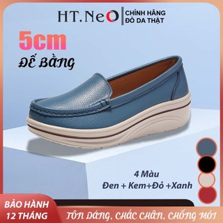 Giày nữ da bò HT.NeO  Giày Snipon đế xuồng kiểu da trơn cao 5cm tôn dáng chắc chân phong cách trẻ trung sành điệu 5058 