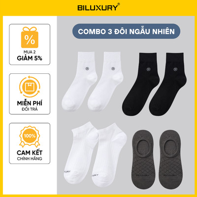 [Combo 3 Ngẫu Nhiên] COMBO Tất Nam, Tất Lười Cô Cao Cổ Thấp Biluxury Vải Trúc Thoáng Nhẹ Kháng Khuẩn