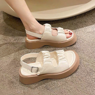  Dép sandal nữ độn đế quai nhún nhúm bèo cực đẹp 