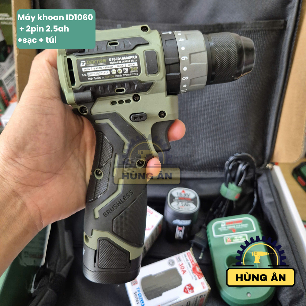 Mẫu mới/Máy khoan pin gia đình 3 chức năng Dekton Gen 2 D16-ID1060PRO/Motor Brushless/Hệ pin chọt D1