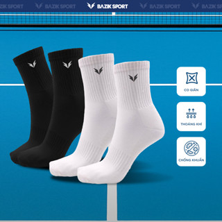 Tất Thể Thao BAZIK Training Cotton Stretch Thể Thao Cao Cổ, Thoáng Mát, Thấm Hút, Co Giãn Tốt