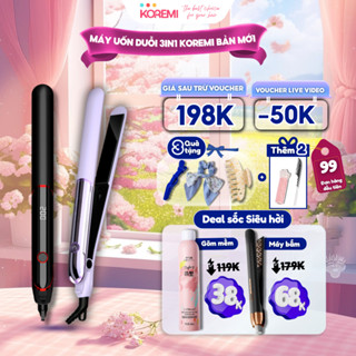 Máy ép duỗi tóc, uốn tóc xoăn Hàn Quốc Koremi 3in1, thanh gốm là tóc nhanh, giúp kẹp thẳng tóc tránh hư tổn, BH 12 tháng