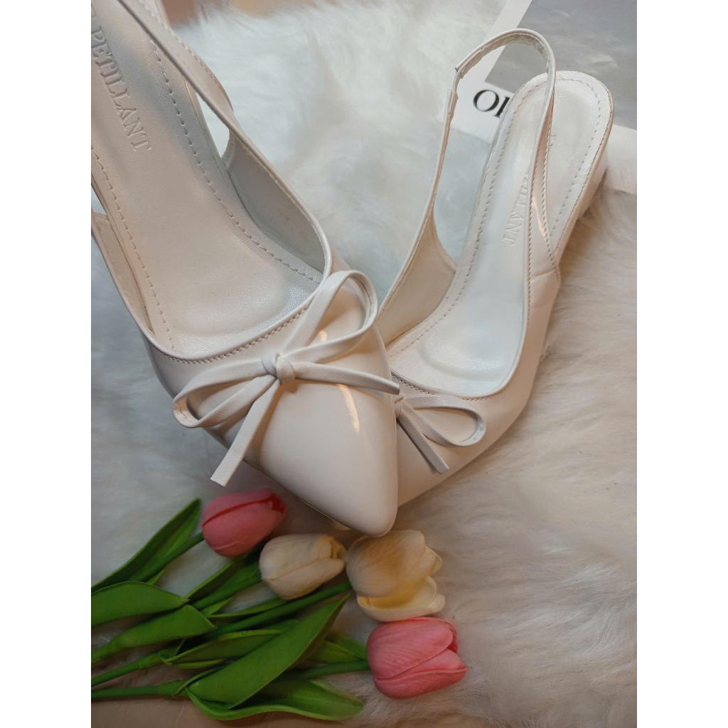 Giày Cao Gót Mũi Nhọn Nơ Da Bóng Mềm Hở Gót | BigBuy360 - bigbuy360.vn