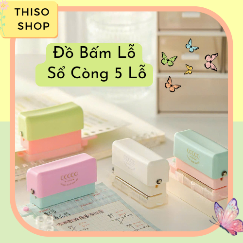 Dụng Cụ Bấm Lỗ Sổ Còng 5 Lỗ, Đồ Bấm Lỗ Tròn Trên Giấy 5 Lỗ, Phù Hợp Làm Sổ Còng A5 -20 Lỗ, B5 -26 Lỗ