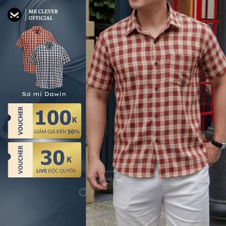  Áo Sơ Mi Kẻ nam cổ Đức Dawin MK CLEVER Chất thô mềm mịn thoáng mát chống nhăn form rộng hằng ngày 