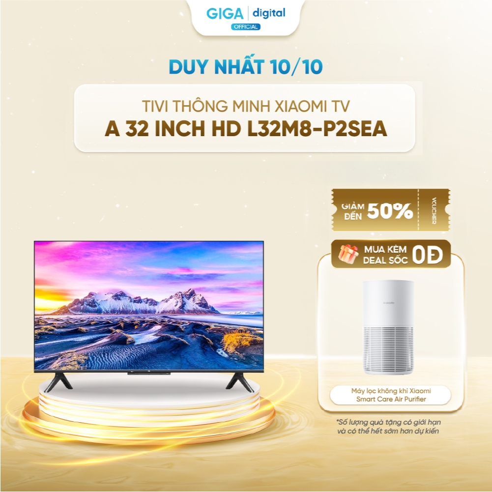 [DUY NHẤT 15.10]  Xiaomi Google Tivi HD 32 inch 32A - ELA5214VN - L32M8-P2SEA - TV Với Trợ lý Google Voice BH 24 Tháng