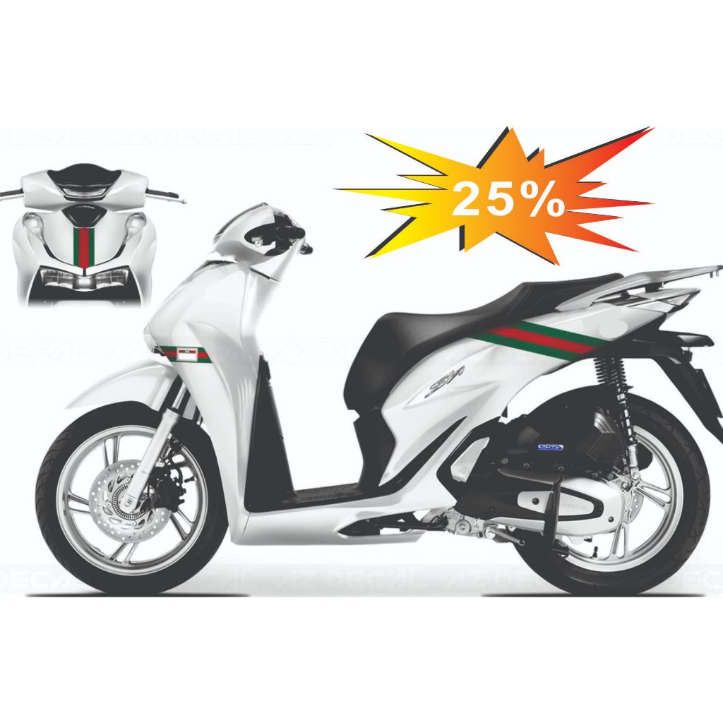 Tem Dán Xe SH Các đời 160i 150i 125i Mẫu Tem Rời Dán Xe SH Đen - Đỏ - Trắng Chống Nước không phai mà