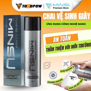 Chai Xịt Vệ Sinh Giày LUXURY Bọt Tuyết NANO MINSU M5955 Giặt Khô Siêu Tốc Bảo Vệ Giày Khỏi Bị Ố Vàng, Phai Màu