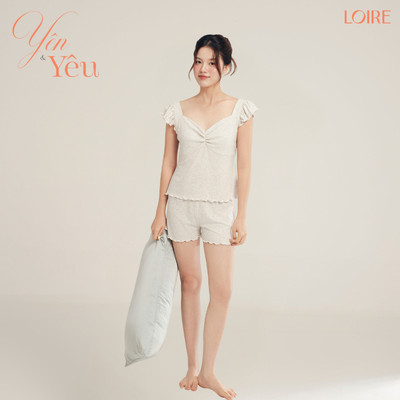 [YÊN&YÊN]Đồ Ngủ Nữ Loire FDMN250327 Chất Cotton Dáng Tay Cánh Tiên, Cổ Tim Nhún