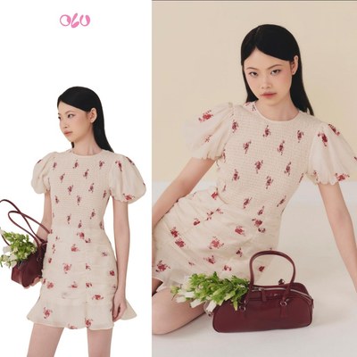 Đầm OLV hoa tay bồng dáng ôm ngọt ngào nữ tính Journee phù hợp đi chơi đi làm
