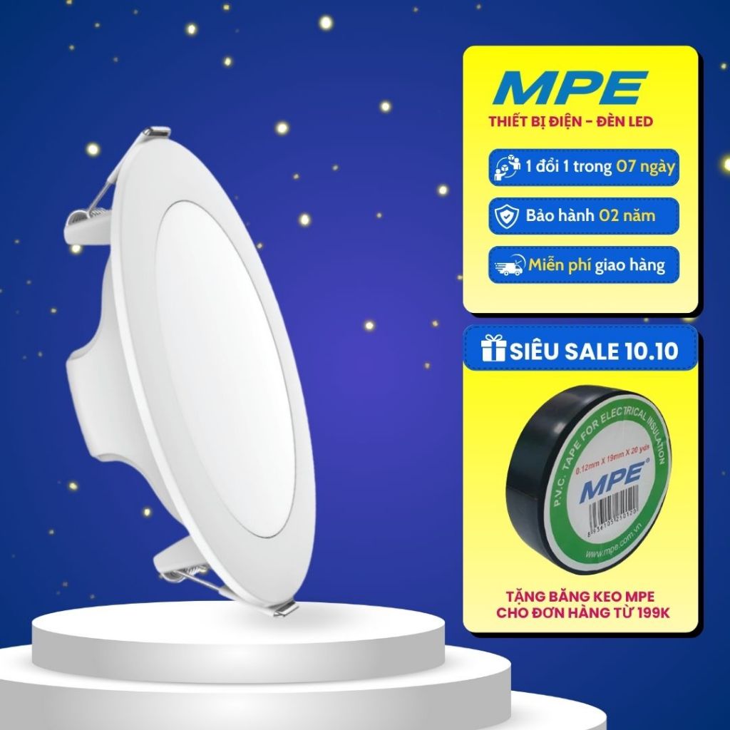 Đèn led âm trần RPL2 6W 9W 12W 18W 3000K/4000K/6500K MPE CHÍNH HÃNG