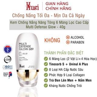 [HuGi] Kem Chống Nắng Nâng Tông 689 Gồm 6 Màng Lọc (Tinosorb S + Uvinul A Plus) + 8 HA + 9 Collagen