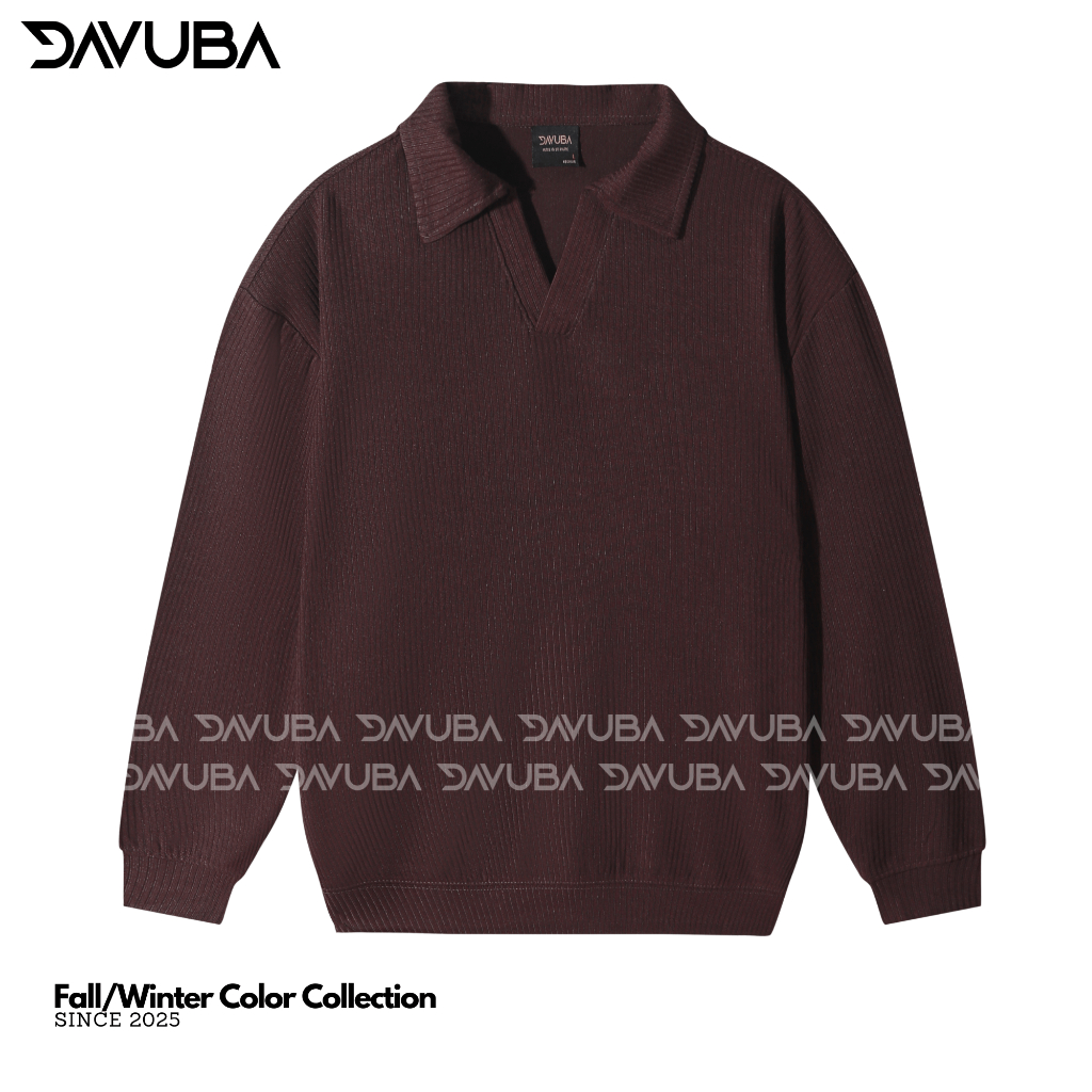 Âo thun tăm cổ V trụ DAVUBA dài tay from rộng SM118 | BigBuy360 - bigbuy360.vn
