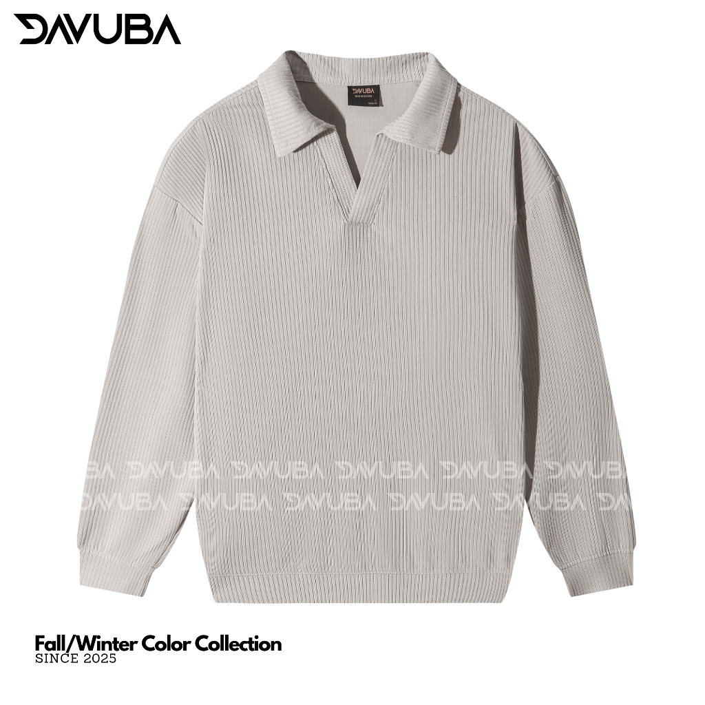 Âo thun tăm cổ V trụ DAVUBA dài tay from rộng SM118 | BigBuy360 - bigbuy360.vn