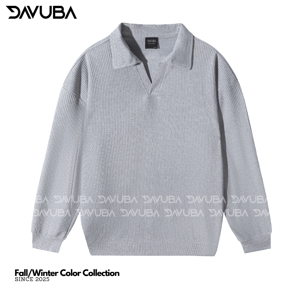 Âo thun tăm cổ V trụ DAVUBA dài tay from rộng SM118 | BigBuy360 - bigbuy360.vn