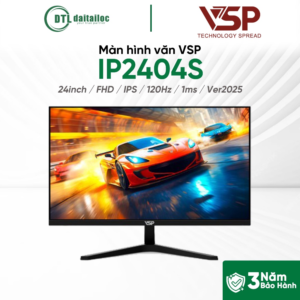 Màn hình văn VSP IP2404S 24inch FHD IPS 120Hz 1ms  Đen Ver2025 I Chính hãng I Bảo hành 36 tháng