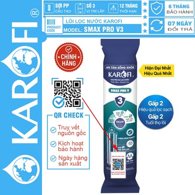 [CHÍNH HÃNG 100%] Lõi lọc nước Karofi Smax Pro V3, CÓ TEM KÍCH HOẠT BẢO HÀNH CHÍNH HÃNG , TRUY XUẤT NGUỒN GỐC