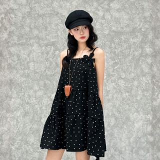  Đầm babydoll 2 dây Rosa Miều Est.2013 dây họa tiết hoa nhí dáng xòe phối nơ xinh xắn 