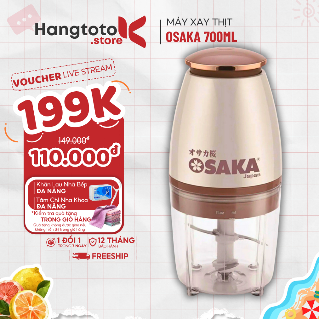 Máy Xay Thịt Đa Năng OSAKA 350W, Công Nghệ Nhật Bản, Xay Đá Siêu Khỏe, Cầm Tay Tiện Lợi, Xay Rau Củ Gia Vị