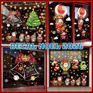   HCM  Decal Noel 2026 Trang Trí Cửa Kính – Tranh Noel Dán Kính 2 Mặt Tĩnh Điện Không Keo & Có keo Hình Noel 2026 