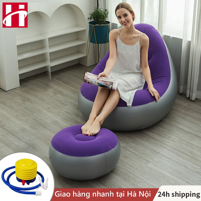 Ghế Hơi Tựa Lưng MKL Ghế Bơm Hơi Ghế Hơi Sofa Siêu Êm(Kèm Bàn Đạp Ống Bơm Hơi)