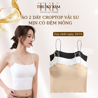 Áo Lá Su Mịn 2 Dây Croptop Có Mút Liền – Áo Bra Nữ Cao Cấp, Mềm Mịn, Tôn Dáng, Freesize