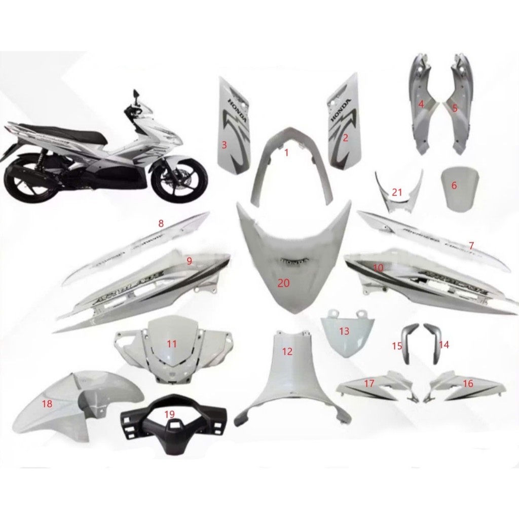 dàn áo ab air blade 110 fi việt 2009 2010 màu TRẮNG BẠC ( bán lẻ từng món )