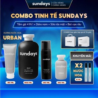 [TẶNG 2 QUÀ] Combo Quà Tặng Nam Sundays - Sữa Tắm Gội 4in1 500ml + Sữa Rửa Mặt + Dung Dịch Vệ Sinh Nam + Bọt Cạo Râu