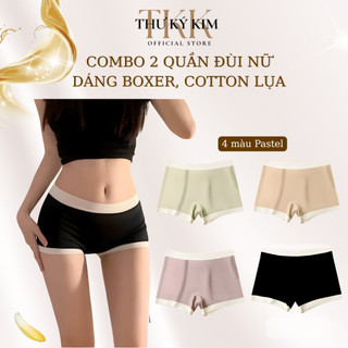  Combo 2 Quần Lót Đùi Nữ Dáng Boxer Cotton Lụa – Mềm Mịn Không Hằn Da Màu Pastel Size M–XL  40–75kg  