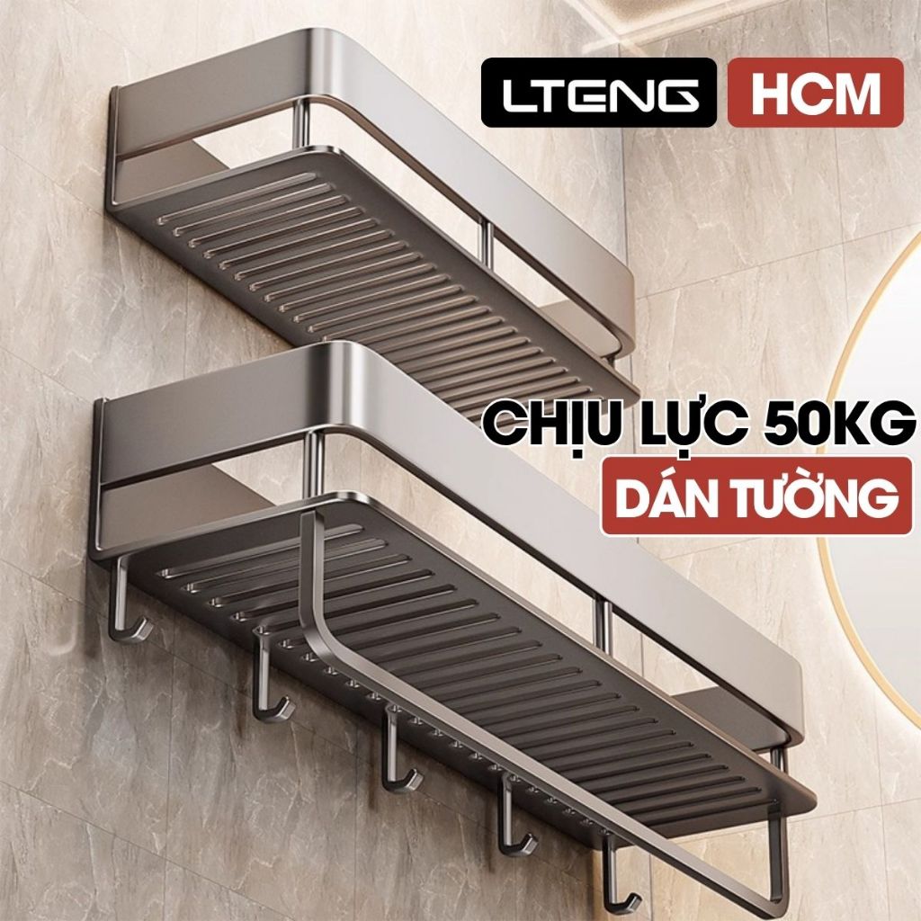 Kệ để đồ nhà tắm dán tường cao cấp LTENG bằng keo hoặc ốc vit, chất liệu nhôm cao cấp, chống gỉ