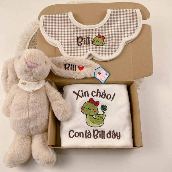 Set Quà Tặng Combo Thỏ, Body suit, Yếm bunny Quà Tặng Đầy Tháng Cho Bé Yêu
