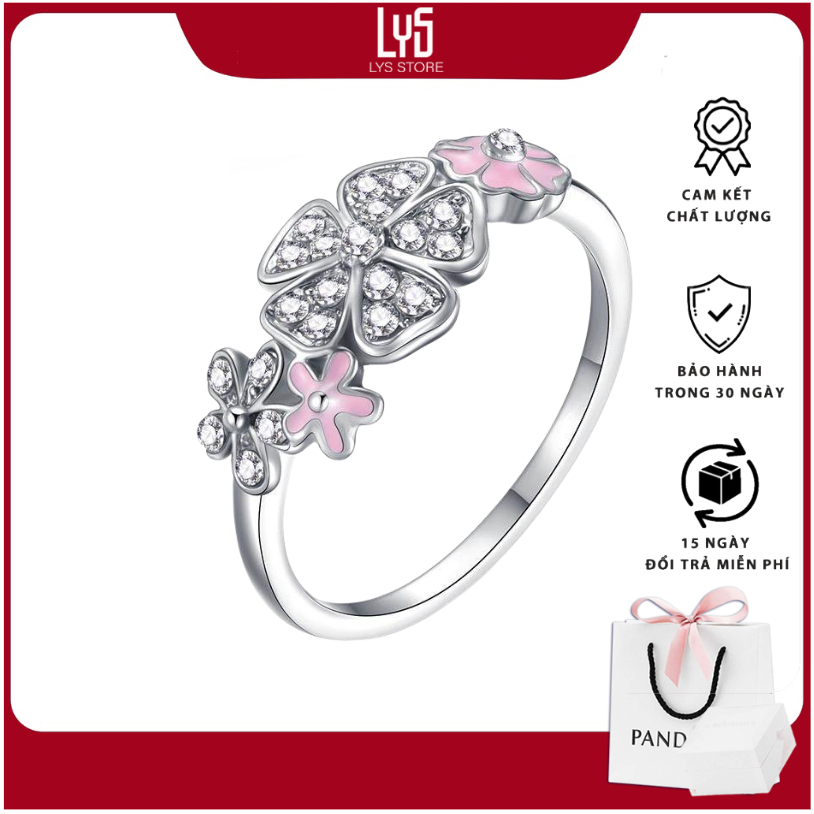 Nhẫn bạc nữ Lys Sterling Silver Pink Flower Poetic Daisy Cherry Blossom 8159SV