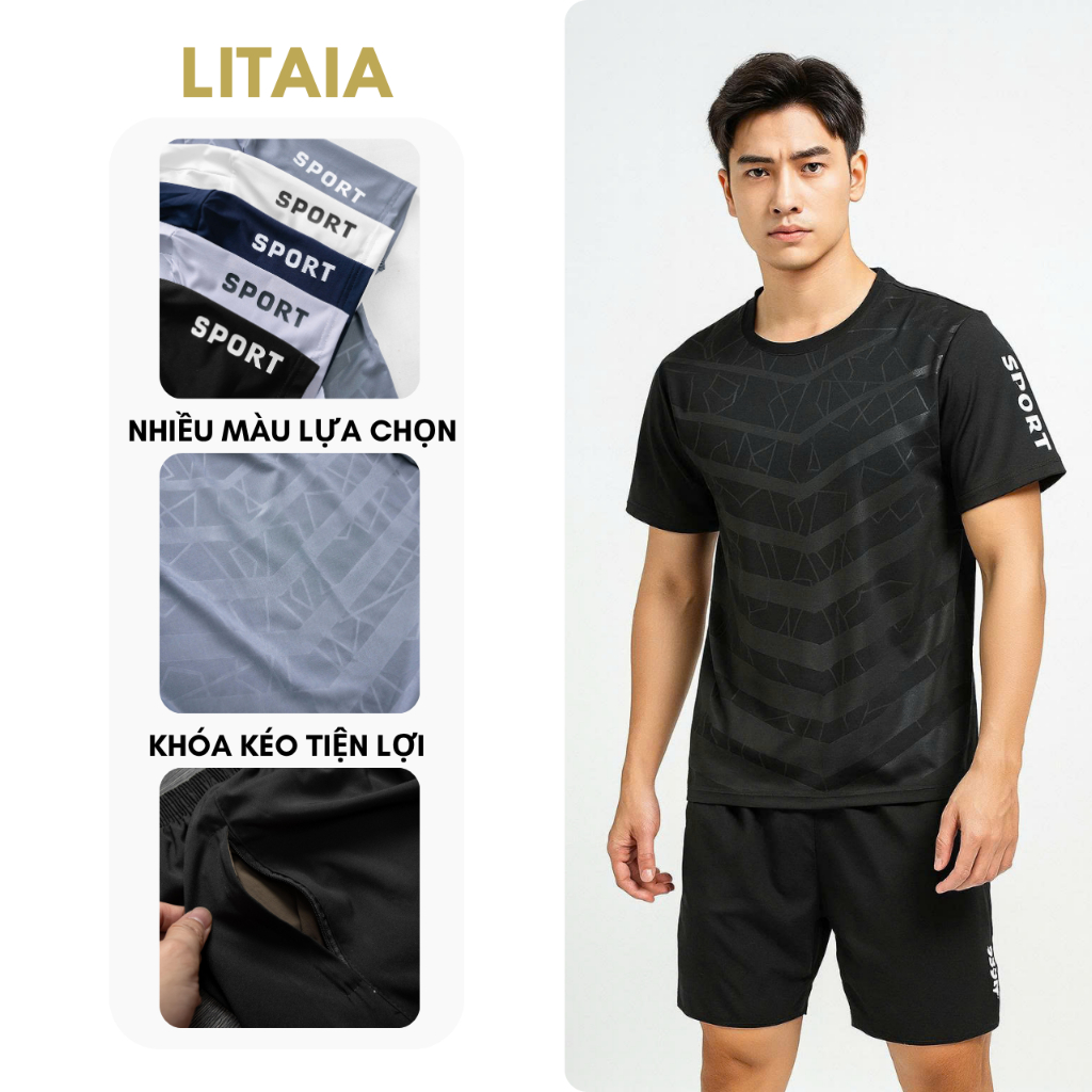 Đồ Bộ Quần Áo Thể Thao Nam Mùa Hè Chất Thun Lạnh Co Giãn 4 Chiều 5 Màu SPORT