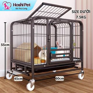 Chuồng Nuôi Nan Ống Chó Mèo Lớn dưới 7.5kg size 60*45*55cm Sơn Tĩnh Điện Có Bánh Xe Hoshi Pet CN06