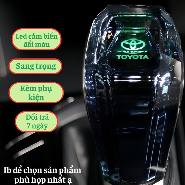 [ SỐ SÀN ]Cần số pha lê ô tô, Tay nắm cần số xe hơi cao cấp logo toyota mitsubishi mazda kia Có Đèn 
