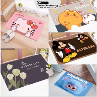 Thảm lau chân bali 40x60 capybara, Thảm dặm chân hello kitty chống trơn trượt, thấm nước siêu nhanh